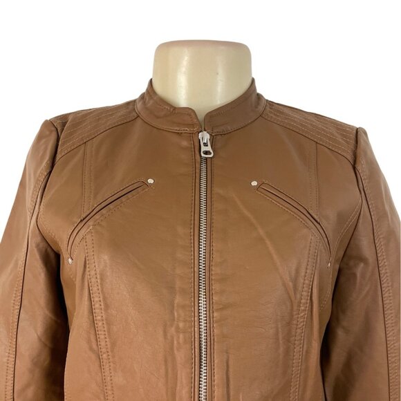 Vero Moda Women's Brown Faux Leather Jacket With Various Pockets Sz S - New - Picture 4 of 9